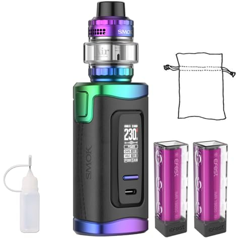 E Zigarette Starterset, Smok 230W MORPH 3 KIT mit 5 ml T-Luft Untertank und 2 * wiederaufladbaren Akku,Leck-Proof Vaporizer Set, Ohne E-Liquid, Ohne Nikotin (Regenbogen)