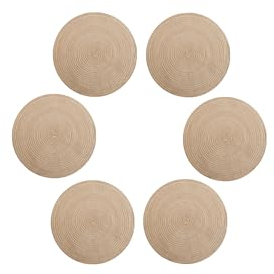 Untersetzer or Kaffeematte 11cm, Tischsets Abwaschbar Platzsets, Runde Platzmatten Esstisch Natürliches Material Hand gewebte Stoff Tischmatte Wird in Restaurants, Cafés, Hotels (Beige-11cm -6pcs)