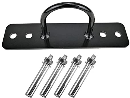 Ghzste Pad Eye Plate Iron U Hooks, Metal Ceiling Hook Wall Mount Loop with Screws,Heavy Duty Anchor, for Hanging Ropes in Queue Barrier, Black