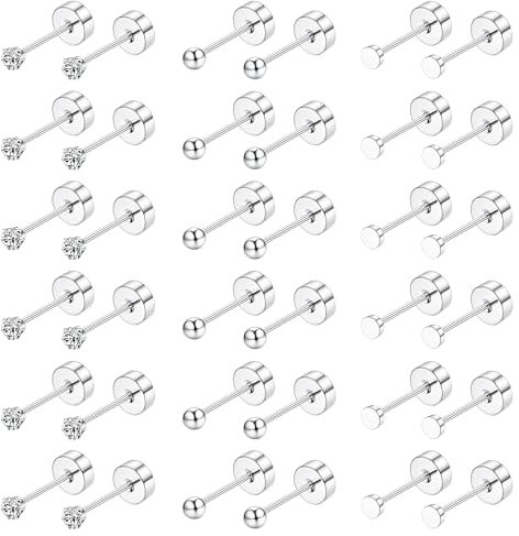 JeweBella 18 Pairs Klein Ohrstecker Chirurgenstahl Hypoallergen Medizinische Ohrstecker Silber Gold Ohrringe Set Piercing Ohr Kugel Runde Zirkon Schlafen Knorpel Ohrringe für Damen Herren 2/3/4MM