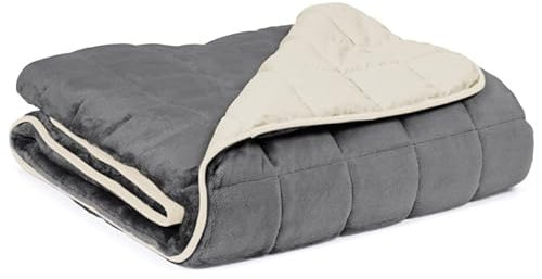 IDMarket - Couverture lestée 150x200 CM Celeste Bicolore Gris et crème 7 kg