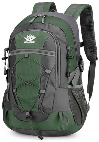 Outplea 25L Wanderrucksack Wasserdichter Herren Damen, Bequem Trekkingrucksack Klein, Outdoor Rucksäcke Tagesrucksäcke für Reisen Bergsteigen Camping, Grün