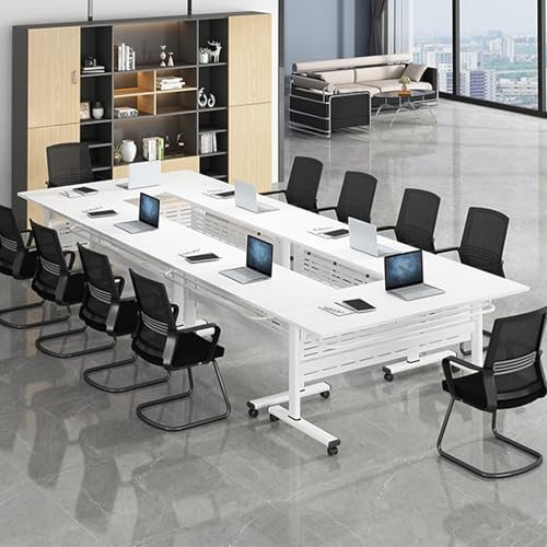 TANTOYO 6er-Pack Klappbarer Konferenztisch, Klappbare Besprechungstische, Mobiler Schulungstisch, Seminartisch, Platzsparend für Büro-Konferenzraum-Tisch-Schulungsräume (Weiß, 120 x 60 cm)