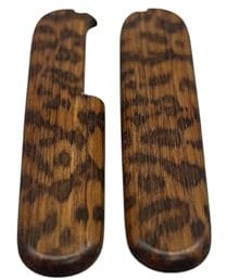 Cotes Pour Manches Couteaux Suisses, 2 Plaquettes Bois Precieux De AMOURETTE, Longueur 91mm, Emplacements Pincettes/Cure Dents.