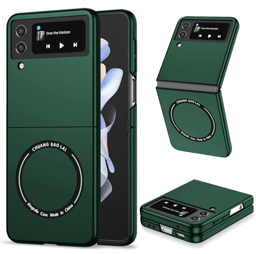 Bakicey Kompatibel mit Samsung Galaxy Z FLIP 4 Hülle,Klappbar Ultra Dünne PC Schutzhülle mit Magnetische Stoßfest Kratzfest Case Cover für Samsung Galaxy Z FLIP 4,Grün