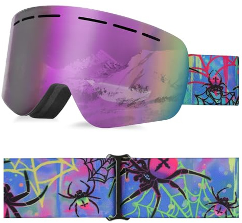 YooxArmor skidglasögon för barn, imfria snowboardglasögon med dubbla linser för 6–14 år pojkar flickor, 100 % UV 400 hjälm kompatibla OTG snöglasögon för skidåkning skridskoåkning vintersport