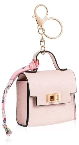 Schlüsselanhänger Tasche Mini Handtaschen-Schlüsselanhänger Münzgeldbörse | PU Leder Täschchen Make-up-Tasche Lippenstift Kartenhalter Rosa Kreativer Anhänger Organizer Taschen Charms für Damen