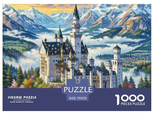 Schloss Neuschwanstein 1000 Teile Puzzle Architektur Geschenke Für Frauen/Männer Herausforderung Detailreich Spielzeug Lernspiel 70x50cm/1000pcs