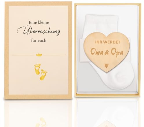 Anruzon Geschenkbox zur Schwangerschaft verkünden - Du wirst Oma, Opa, Perfektes Baby Geschenk für werdende Großeltern, Baby Überraschung Verkündung - Wir sind schwanger verkünden
