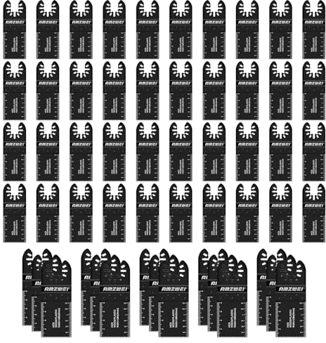 AMZWEI 55PCS Multi Tool Blades, Multitool Blades for Wood Plastics Cutting | 55pcs 34MM HCS blades,High Carbon Steel,Precision Cutting with Marks,Compatible with Dewalt Milwaukee Bosch Makita Dremel