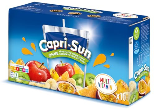 Capri-Sun Multivitamin Bevanda di succo di frutta per bambini, confezione multipla (10 x 200 ml), con vero succo di frutta, senza conservanti, coloranti o aromi artificiali, vegano, senza glutine