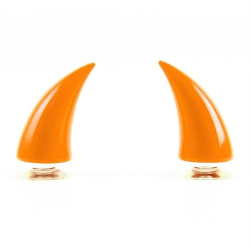 Motorradhelmhörner 1Pc Motorrad Helm Teufel Hörner Mit Saugnapf Bunte Helm Dekoration Motorrad Styling Teufel Hörner(Orange)