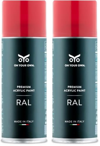OYO - Spray Vernice Acrilica Rosso Rubino Lucido 400ml per Progetti Fai-da-Te - Bomboletta Spray per Uso Multiplo (1, RAL 3003) - On Your Own (Confezione da 2)