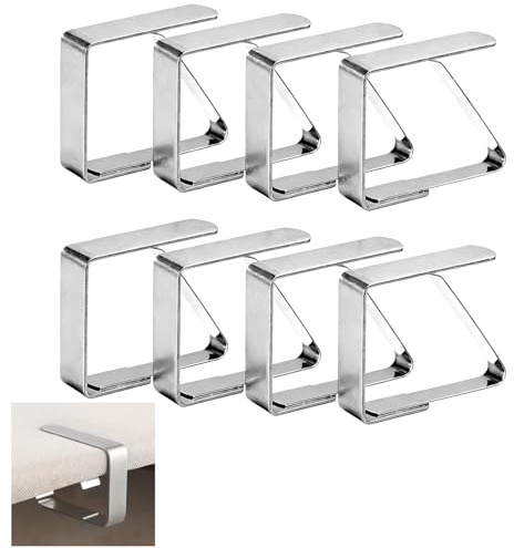 GifBasg 8 Stück Edelstahl Tischtuchklammern, Rostfrei und Langlebig, Tischdecken Clips für 1-3 cm Dicke Tische, Ideal für Picknicks, Hochzeiten und Partys, Tischdeckenhalter für Drinnen & Draußen