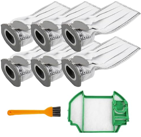 6 Stück Staubsaugerbeutel, 5 Schichtig Reißfest Staubsauger Filter Staubsaugerbeutel Für Vorwerks Kobold VK7 FP7, Mit 1 Filter 1 Bürste, Premium Vorwerk Staubsau-gerbeutel Für VK7, VK7S, FP7, FP7S (A)