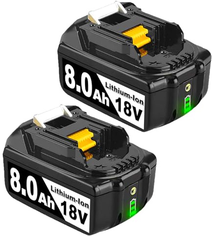 2 Stück 8000mAh 18V Li-Ion Kompatibel mit Makita Akku 18V BL1860B Ersatz für Makita Akku BL1860 BL1850B BL1850 BL1845 BL1840 BL1835 BL1830 BL1815 194205-3 mit LED Indikator (2S)