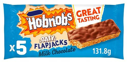 Hobnobs Oaty Flapjacks Milk Chocolate 5 Bar,131.8g | Oat Biscuit Bar, Chocolate Coated, Multipack