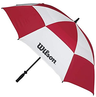 Wilson Staff Schirm, Sturmsicherer Anti-Wind Doppel, Baldachin, Durchmesser: 157 cm, Kunststoff, Tour, weiß/rot, WGA090200RED