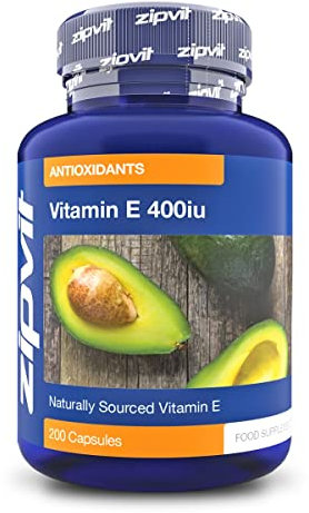 Zipvit Vitamin E Capsules 400IU, Natural D-Alpha Tocopherol, Supports Cell Protection from Oxidative Stress, 200 Capsules, Vitamin E Supplement