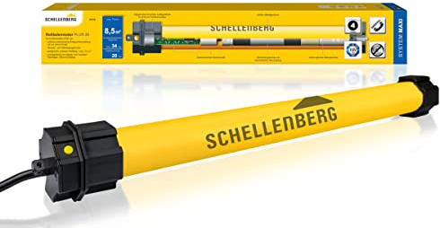 Schellenberg 20720 Rolladenmotor Maxi Plus 20 Nm, elektronische Endlageneinstellung, bis 8,5 m² Fläche, Rohrmotor für 60 mm Welle, Komplettset inkl. Wandlager