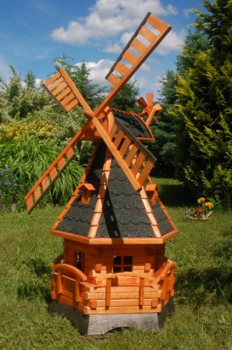 Windmühle, Gartenwindmühle, Windmühlen aus Holz, kugelgelagert 1,4m imprägniert (dunkel)