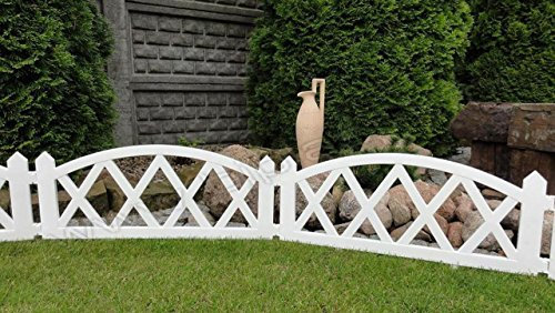 Zaun braun Palisade Rasen Boarder Rand gehämmert Kunststoff 2, 3 m weiß bj-new