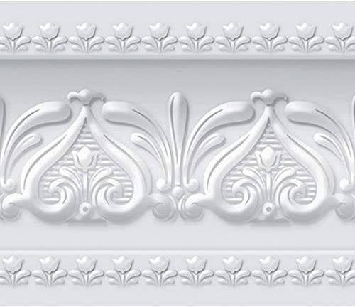 FIXPIX Royal Tulip Peel and Stick Wall Border Easy to Apply (Neutral Gray)