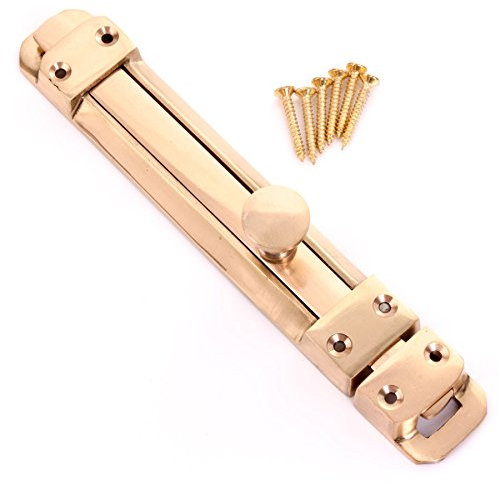Large 200mm/8 Solid Brass Sliding Door Bolt Dead Lock - Security Catch/Latch