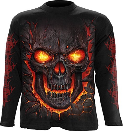 Spiral Skull Lava Männer Langarmshirt schwarz Gothic, Horror, Rockwear