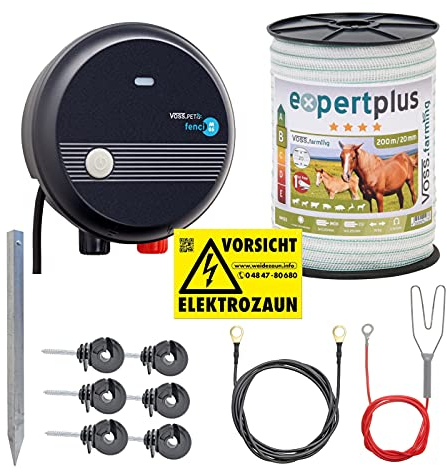 VOSS.farming Weidezaun Starterset für Pferde und Ponys – beliebig erweiterbar – sichere und zuverlässige Einzäunung für Pferdeweiden und Paddock