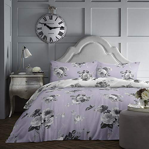 Dreams & Drapes Charlotte pflegeleichtes Bettbezug-Set, für Einzelbett, Lila