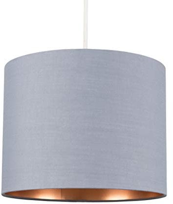 MiniSun | Small Modern Grey and Copper Drum Light Shade | Pendant Lights, Home Décor & Improvement Essential