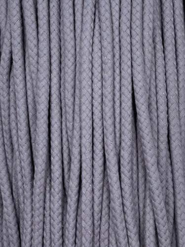 Kordel Baumwolle 8mm rund Schnur Turnbeutel Seil 17 Farben (Hellgrau, 5m)