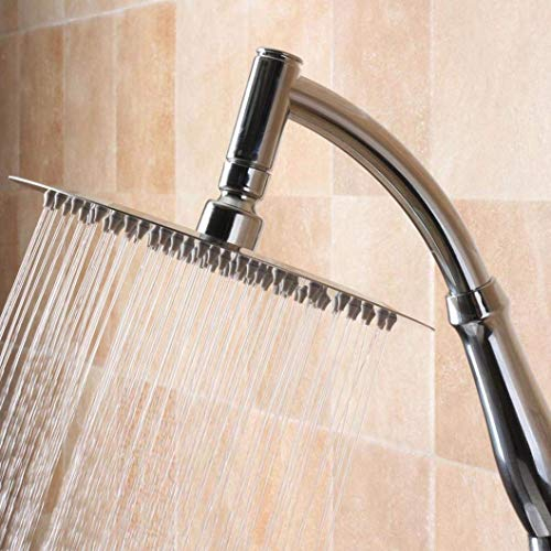 SIEYESCITY Large Powerful Rainfall Shower Head and Handheld Shower Arm - High Pressure Rain Shower Heads with Extension Arm in Chrome - Universal G1/2 Waterfall Showerhead 8 inch Round - 90 Jets