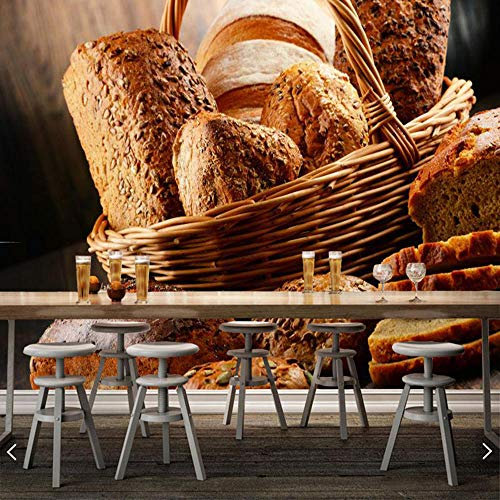 3D Tapeten Vollkornbrot Auf Holztisch Essen 3D Tapete, Wohnzimmer Küche Restaurant Bäckerei Wandbild,250 * 175Cm
