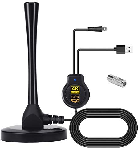 Antena TV Interior, Antena HDTV Digital De 150 Millas Con Amplificador Inteligente Señal,Para Canales TV 1080P 4K Gratuitos Para ATSC, DVB-T, DMB-T