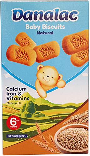 Danalac Babykekse Naturell, 120 g Snacks und Nahrung für Kleinkinder ab 6 Monaten mit Kalzium, Eisen und Vitaminen