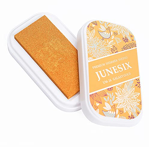 Metallic Pigment Ink Pad, Washable Finger Ink Pads, Shimmer Scrapbook Craft Ink Pads for Rubber Stamps, Card Making, Paper Wood Fabric, 3.7x2.1 (Gold)