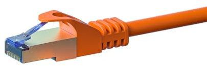 Danicom Câble CAT6A S/FTP (PIMF) 100% cuivre orange - 50m, POE, Ethernet, LAN, câble de raccordement, câble de données, RJ45 - pour armoire de serveur, commutateurs, routeurs, modems !