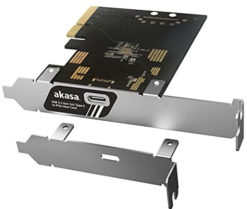 Akasa USB 3.2 Gen 2x2 Type-C to PCIe Host Card | PC System Extension Card | 20Gbps Data Transfer Rate | Fits in PCIe x4, x8 and x16 Slot | Support Low Profile Case | AK-PCCU3-07