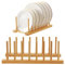 Kinsinder 2 Stück Tellerständer Abtropfgestell Bambus Geschirrabtropfgestell, 7 Steckplätze Tellerhalter Holz, Abtropfgestell Holz Plate Holder für Teller, Tassen, Topfdeckel