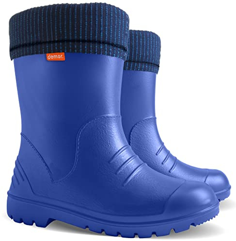 Demar Ultralight Kids Warm Lined Rain Boots Wellington Boots Wellies Dino