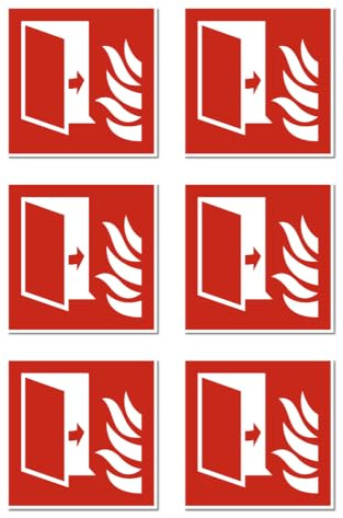 Brandschutztür Brandschutzzeichen: F007 - DIN EN ISO 7010 / ASR A1.3 - Aufkleber: 5 cm, 6 Stück