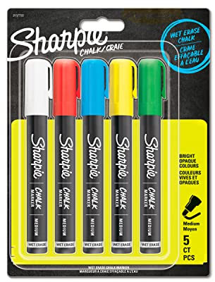SHARPIE Kreidemarker | feucht abwischbare Kreidestifte | farblich sortiert | 5 Stück