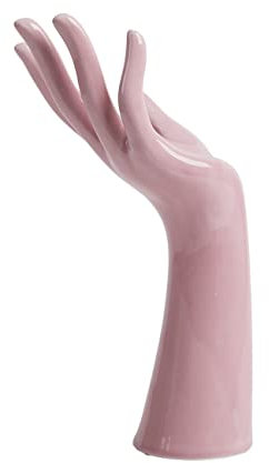 HAUCOZE Schmuckständer Hand Skulpturen Statue Modern Dekor Geschenk Keramik Rosa 21cm