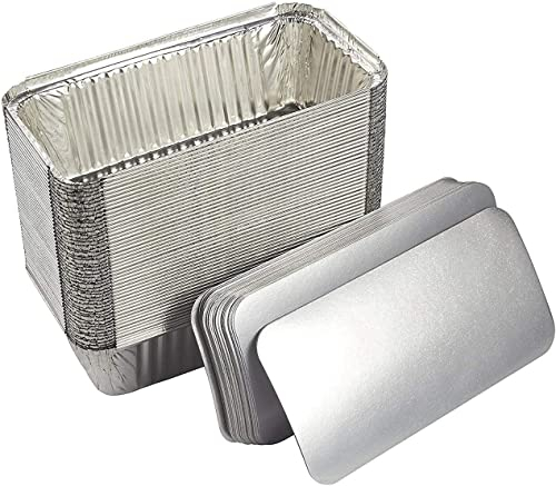 JMS we create smile No.6A Aluminium Foil Food Containers with Lids Silver Tin 660ML Catering Takeaway Tubs Cooking Baking Meal Prep Takeout Roasting Storage Foil Pans (100 Pcs)