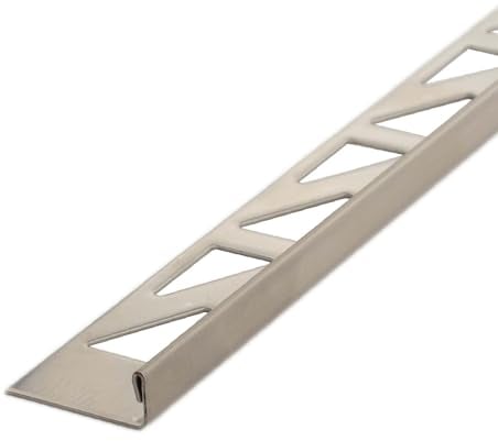 Dalsys Profilo per piastrelle Profilo per piastrelle in acciaio inossidabile Profilo a L spazzolato 2m x 10mm, Profilo per piastrelle