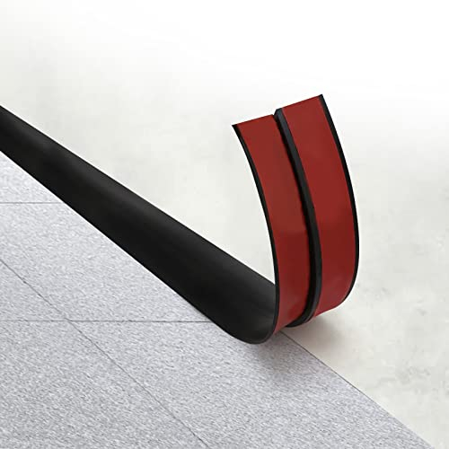 Profilo di transizione, autoadesivo, listello di copertura, per interni in PVC, flessibile, piatto (nero, 5 x 200 cm)