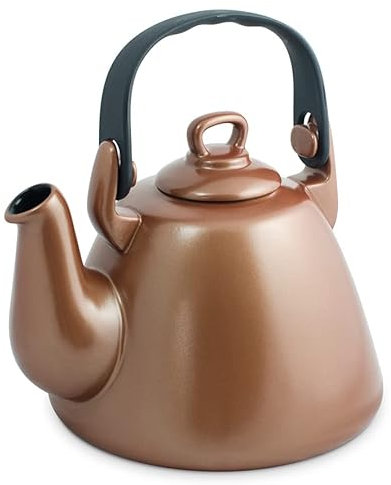 Ceramic Kettle Teapot Tropeiro in Retro Style, Volume 2300 ml, Copper Color for Gas Electric Hobs