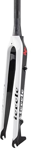 HIMALO Fourche Rigide VTT 26 27.5 29 Carbon Fiber MTB Disc Brake Rigid Forks 1-1/2 Tapered Threadless Ultralight 9mm QR Hard Forks (Color : White, Size : 26'')